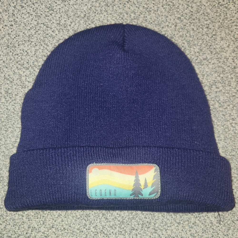 Purple Blue Beanie with Rainbow Patch